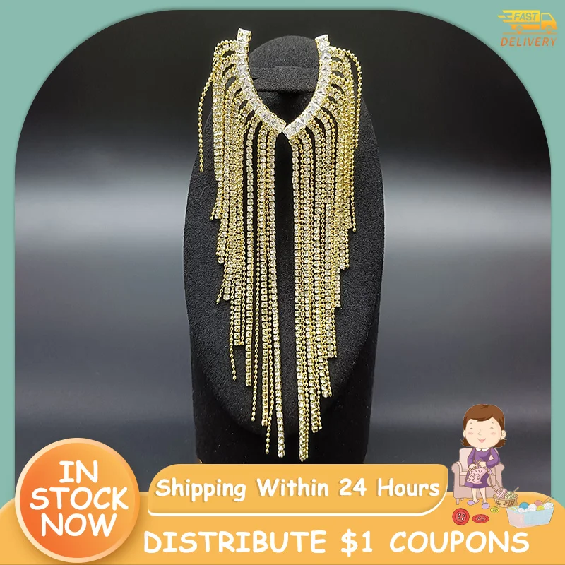

JICAI Long Earrings Women's Bridal Fashion Long Rhinestone Tassel Earrings Simple Women's Earrings Evening Party Luxury 2023