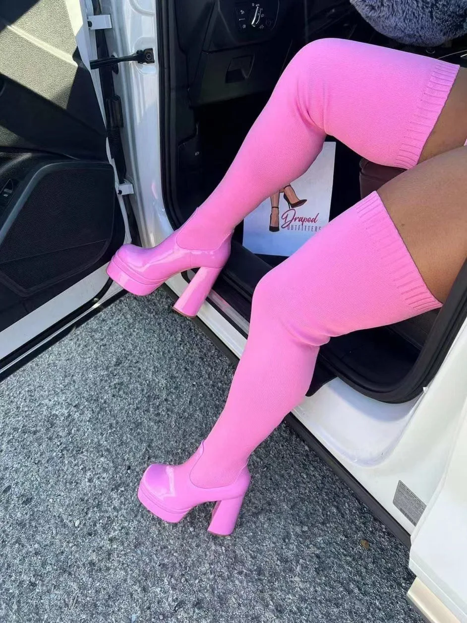 New Women Thick-soled Thick-heeled Warm Boots Women's Towel Cotton Boots Motorcycle 36-43 Women