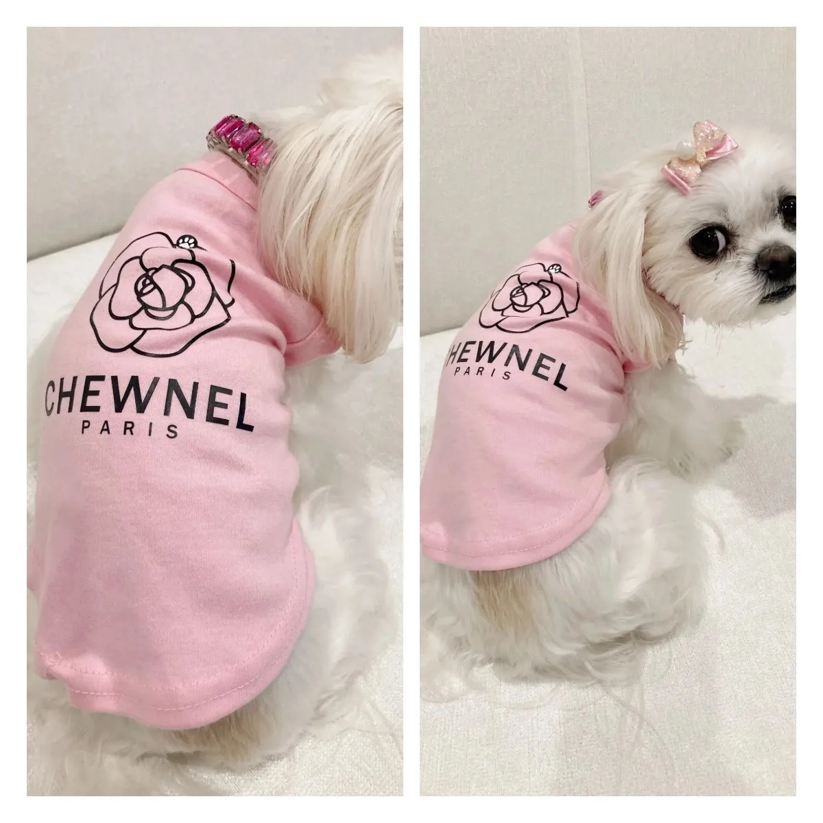 T-shirt Chewnel Paris Rose pour Chiens - 2025 - Vêtement et accessoires pour chiens - Doglovedesign
