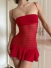 Weird Puss Hollow Dress Women Fold Straples Patchwork Low-Neck Sleeveless Backless Sexy Midnight Summer Trend Party Mini Bodycon