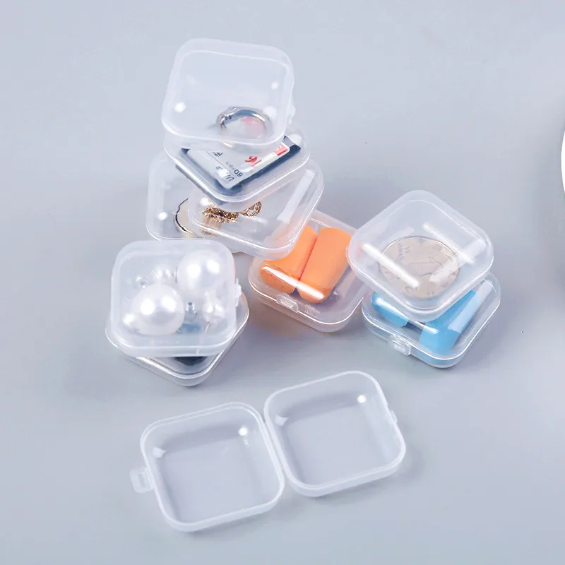10Pcs Transparent Jewelry Packing Boxes 3.5*3.5cm Coin Box Desk Storage Set Office Supplies Earplugs Storage Box Case Container