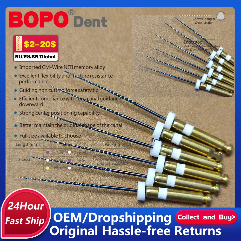 6pcs/Pack 21/25/31mm Flexible Path Glide Files Dental Instrument Endo ...