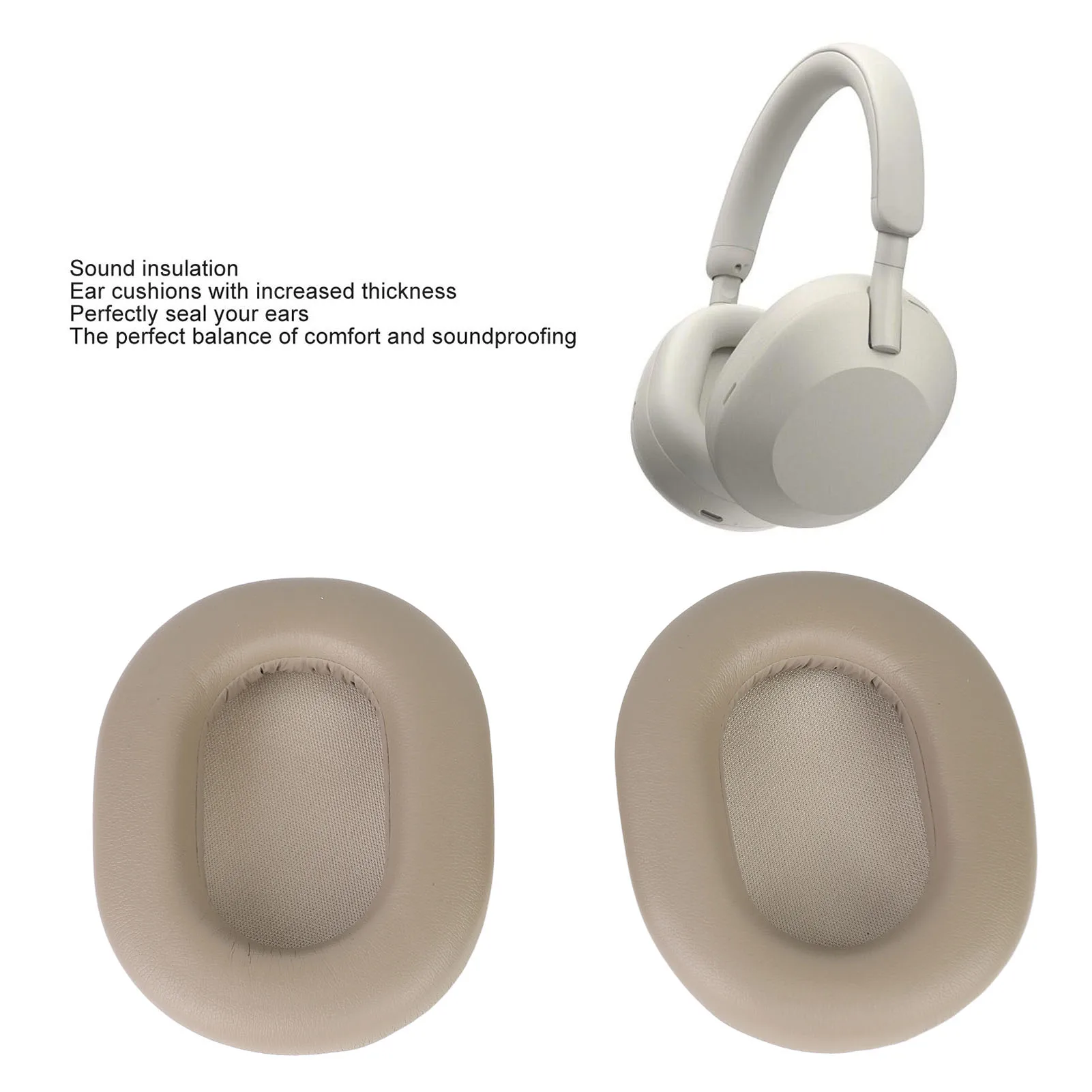 Ear Cushions Headphone Ear Pads Protein Leather Noise Insulation Memory Foam Sponge Ear Cushions for WH 1000XM5 Wireless Headset