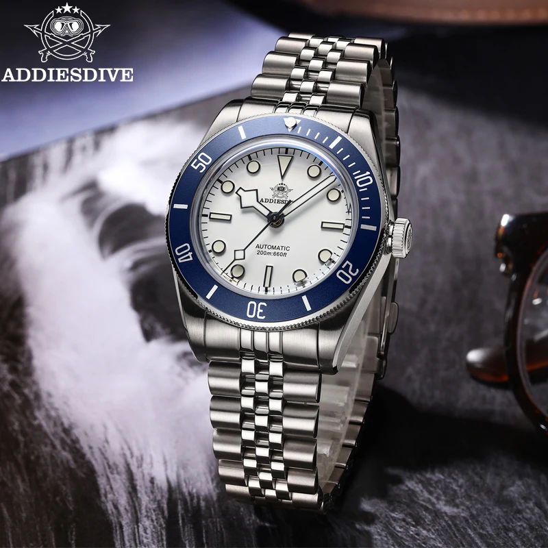 ADDIESDIVE Luxury Sapphire Glass Mens Watch Bubble Mirror Glass NH35 Automatic Mechanical 39mm Watches Super Luminous WristWatch