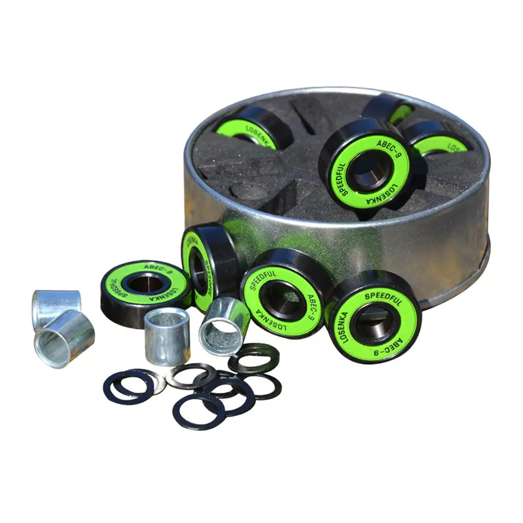 Premium Skateboard Bearings, Pro Longboard Bearings, ABEC-9 with Storage Box