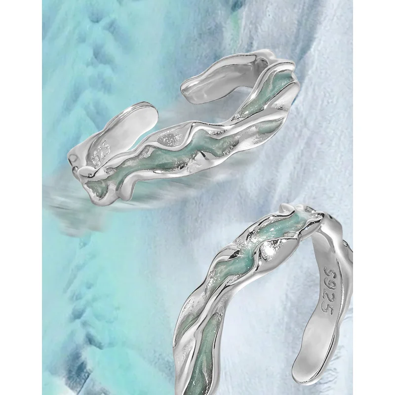 SHANICE Authentic S925 Sterling Silver Ring Geometric Adjustable Drop Glaze Ring Women's Fine Jewelry Dinner Party Gift Wholesal 2