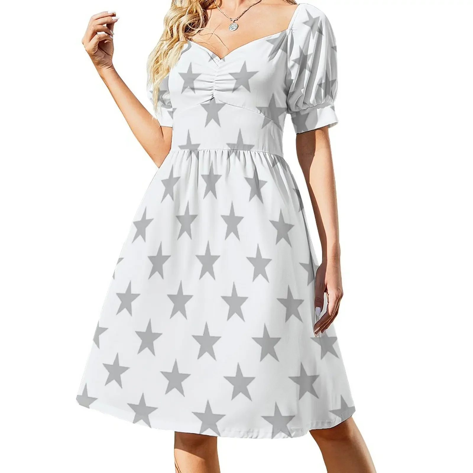 thumbnail image 1 of Vestido sin mangas pequeño SIER GREY y ESTRELLAS BLANCAS vestido de verano vestido de verano para mujer, 1 of 7