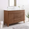 Render Vanity Floor, Single Sink, Walnut White 1