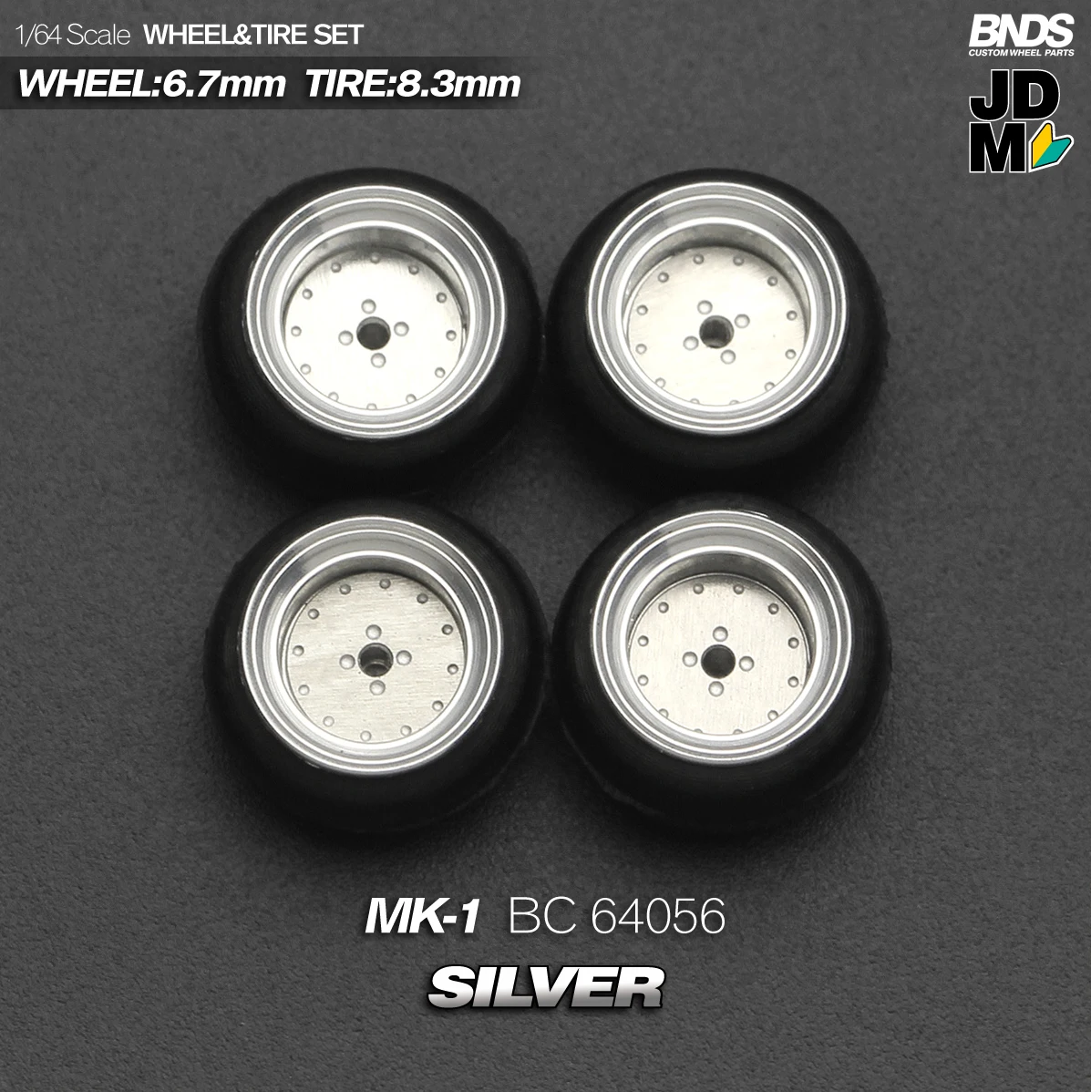 BNDS 1/64 Metallräder mit Gummireifen, Legierungsdesign, Felgen, Detail-up-Teile, JDM VIP-Stil für Modellfahrzeuge, 8,3 mm, 4-teiliges Set – Detail 21