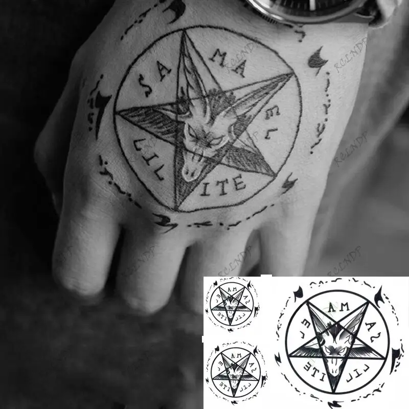 Waterproof Temporary Tattoo Sticker Satan Lucifer Circle Steering Fake  Tatto Flash Tatoo Hand Back Art Tattoos For Boy Women Men - Temporary  Tattoos - AliExpress