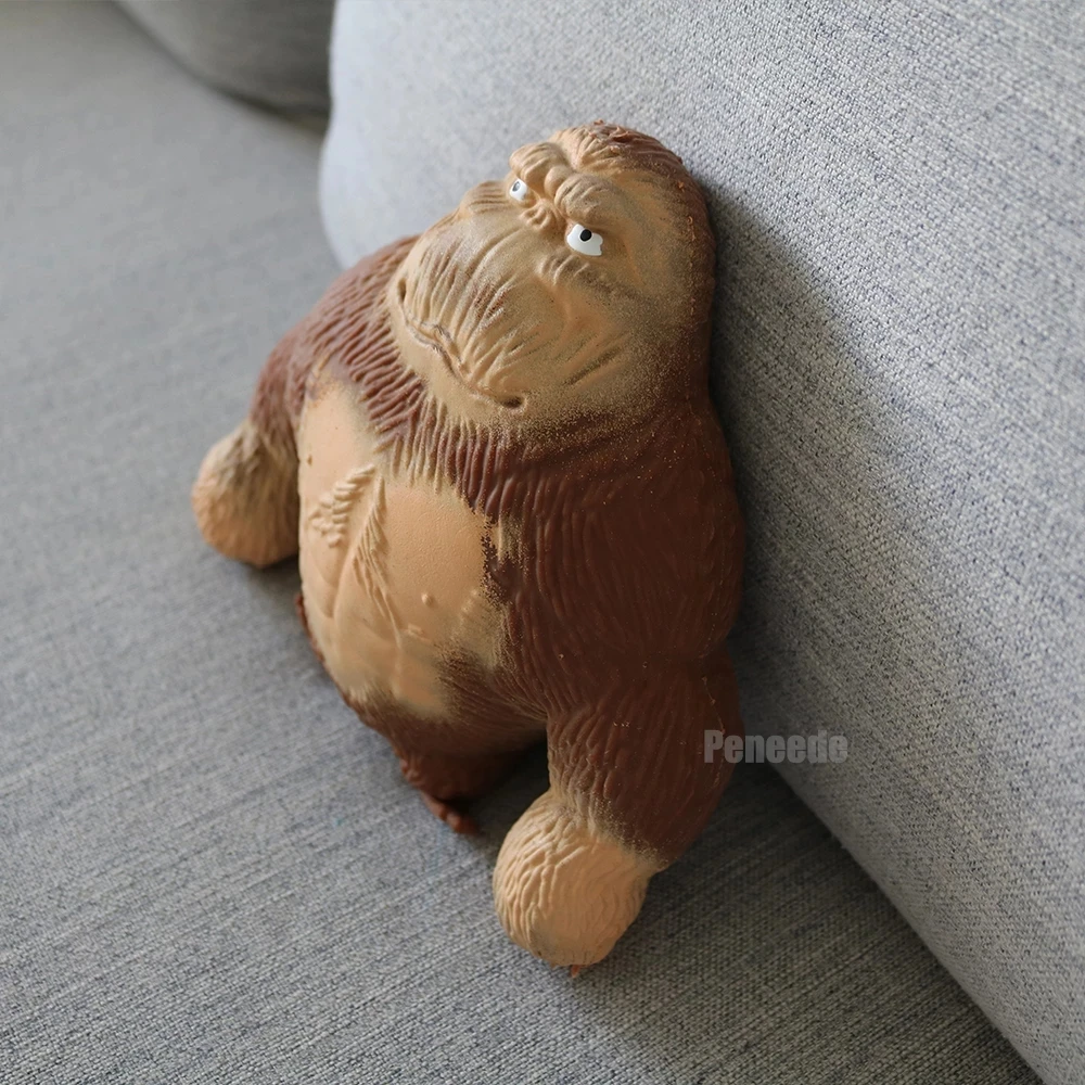 AWH Gorilla Stress Toy Squishy Monkey Toy, Stressverminderend Speelgoed voor Volwassenen, Grijs/Zilver
