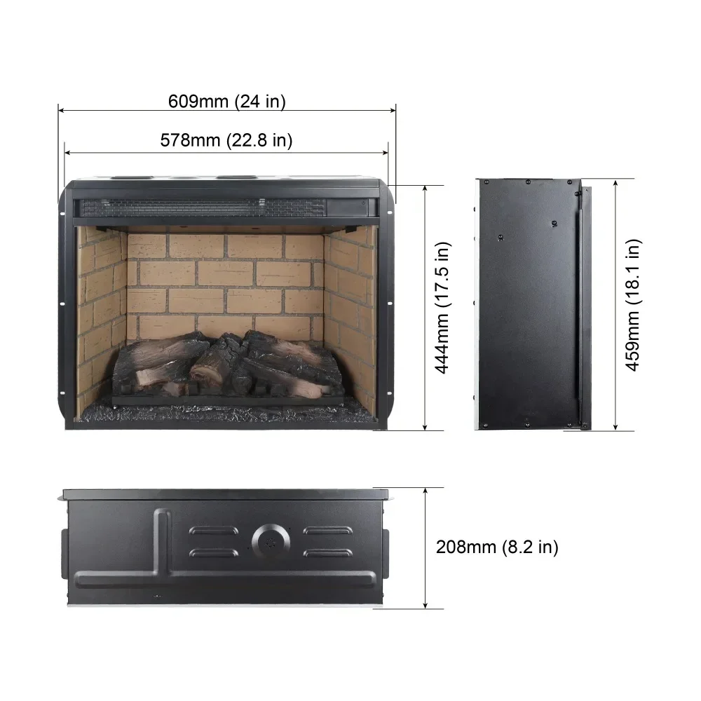 Electric Fireplace Inserts, Infrared Quartz Electric Fireplace Heater , LED Insert, Free Standing,Fireplace Cabinet