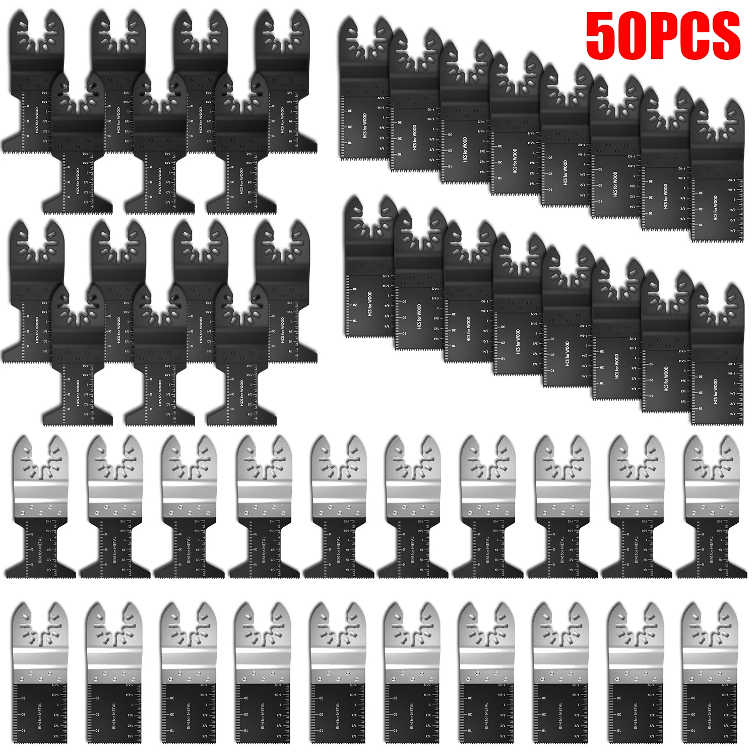 

New 50Pcs Oscillating Saw Blades Wood/Metal/Plastic Cutting Set Professional Universal Multitool Quick Release Saw Blades#05