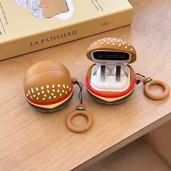 Cute Cartoon Hamburger Silicone Protective Case for Wireless Earbuds Charging Box