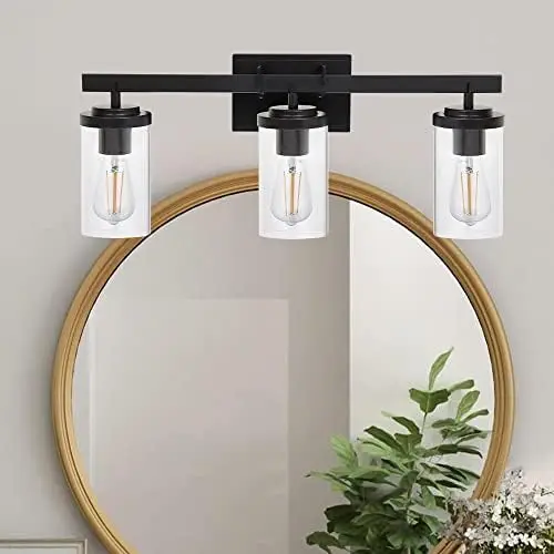 

Seeded Glass Bathroom Vanity Light Over Mirror 2 Light Black Vanity Lights Modern Farmhouse Bathroom Lighting Fixture Industria