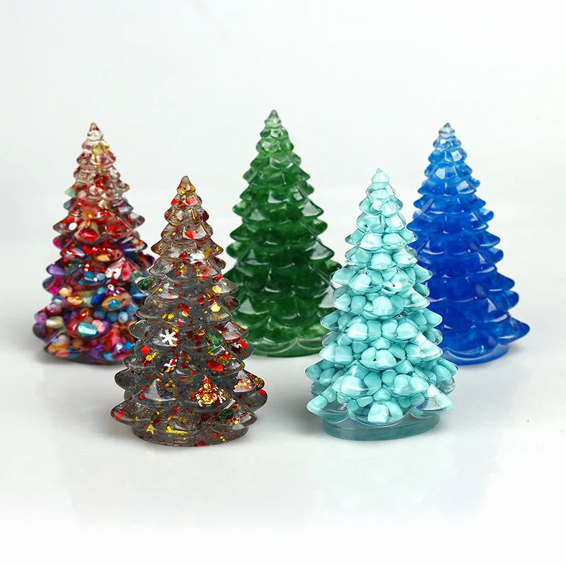 Exquisite Simple Resin Gravel Christmas Tree Home Mini Decoration Christmas Gift Tabletop Ornaments Car Trim 55*80 mm 1pc e0bf handicrafts pendant resin casting mold diy crafts christmas ornaments epoxy mold