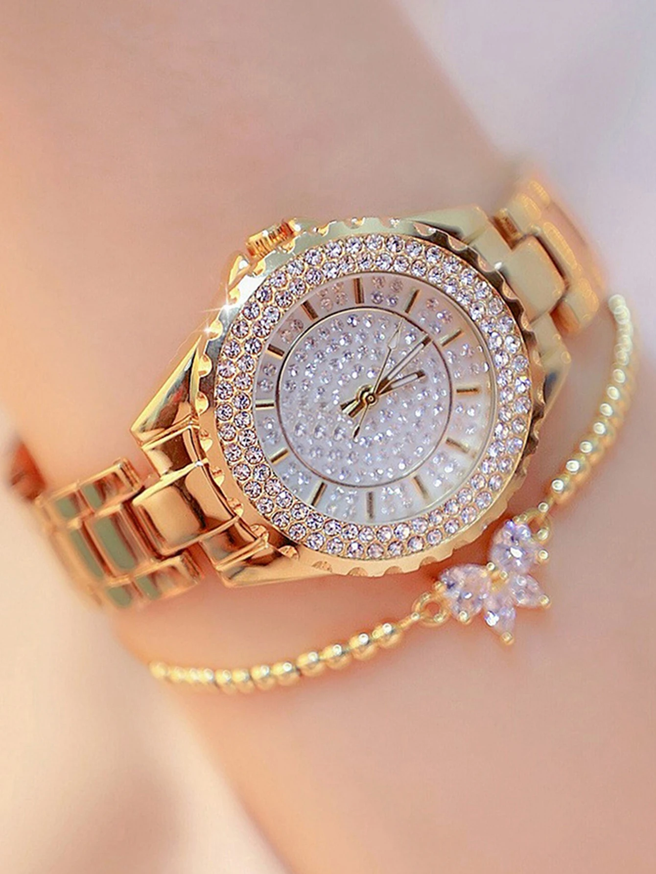 Women Watches Quartz Steel Belt Bracelet Watch Set