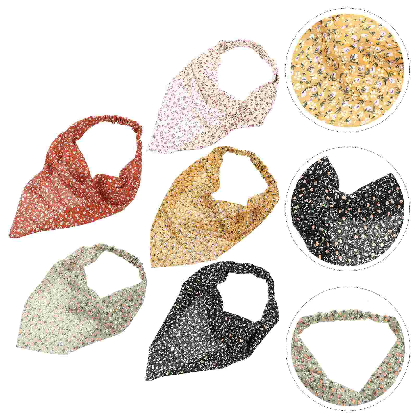 

5 шт., шарф для волос, цветочный шарф-повязка на голову, эластичный женский платок, аксессуары для волос (разные цвета)