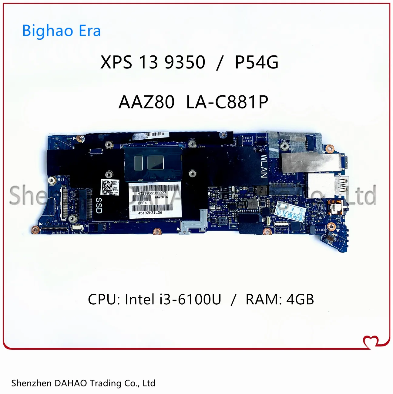 para Dell Xps 13 9350 P54g Portátil Placa-mãe Aaz80 La-c881p com Inter i3 i5 i7 6th Gen Cpu 4gb 8gb Ram