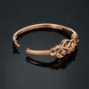 Fashion Rhinestone CZ Heart Flower Metal Bangle Bracelet for Women Accessories Woman Rose Gold Plated Bangles Party Jewelry Gift 3