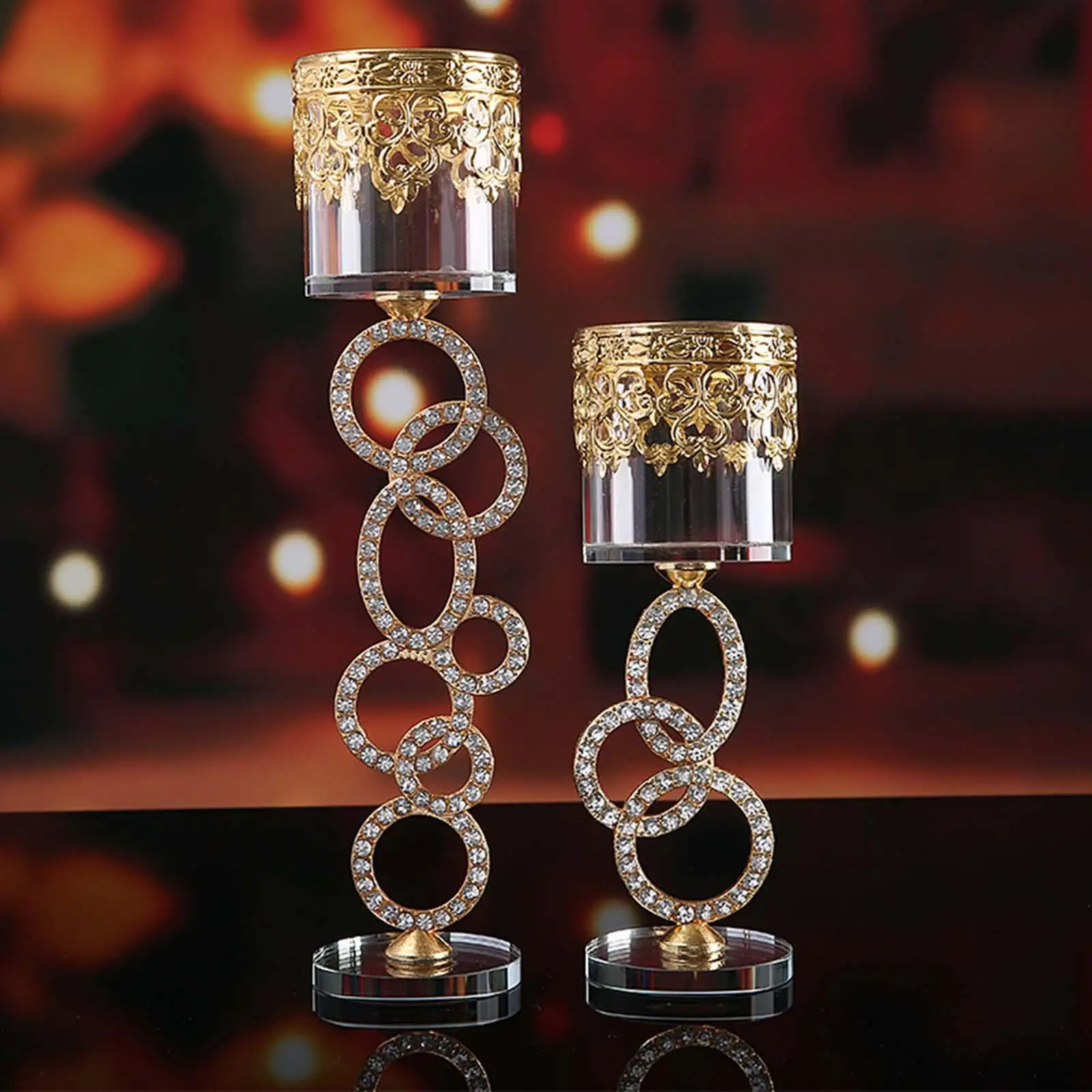 Cylinder Circle Glass Crystal Candlestick Candle Holders Tea Light Holder Candelabra for Home Christmas Table Centerpiece Decor