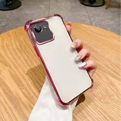 Clear Electroplate Shockproof Phone Case - Enhanced Protection and Style for Realme C30 (Pink)