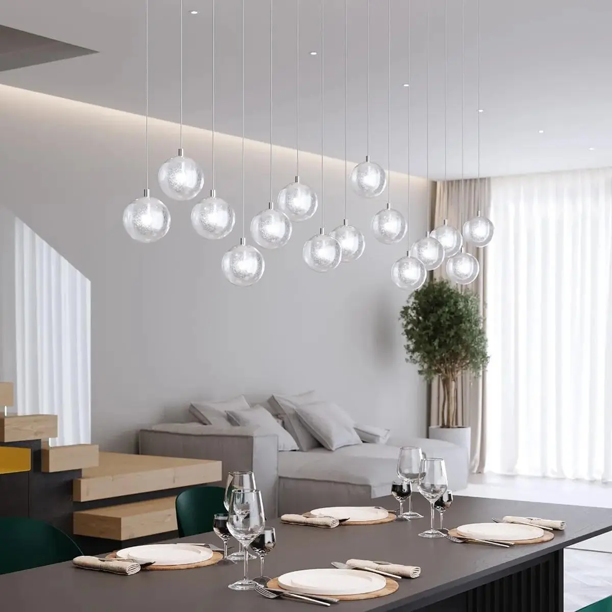 

Sonneman 2965.01 Contemporary Modern LED Pendant from Champagne Bubbles Collection in Chrome Finish,