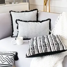 

Black and White Pillow Case Nordic Style Knitted Simple Modern Pp Cotton Home Decor High Quality Soft Sofa Cushion Cover 2022
