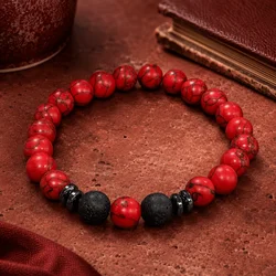 Elegant Red & Black Beaded Bracelet with Matte Finish-A Perfect Gift Choice (Style A)