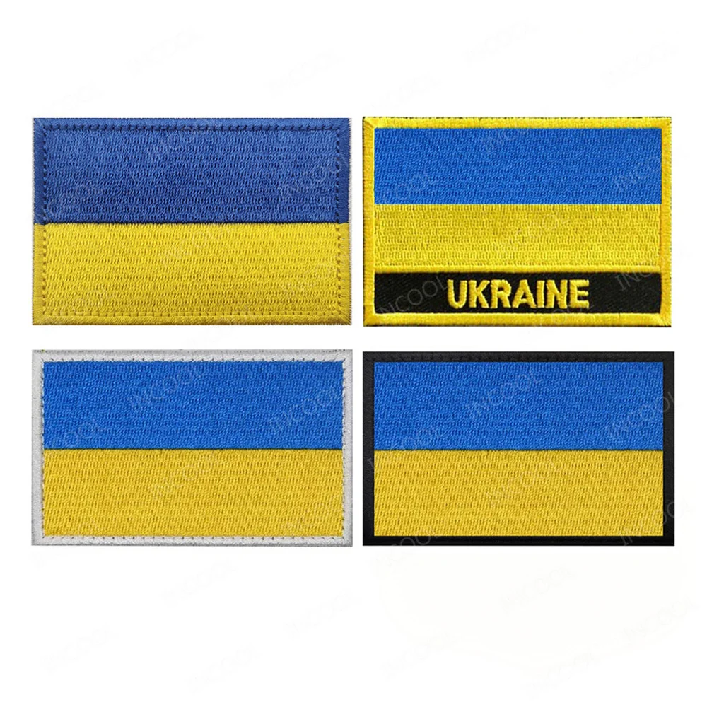Ukraine Flag Embroidered Patch Ukrainian Flags Army Military Patches Tactical Appliqued Reflective Badges Chevron Strip Patches