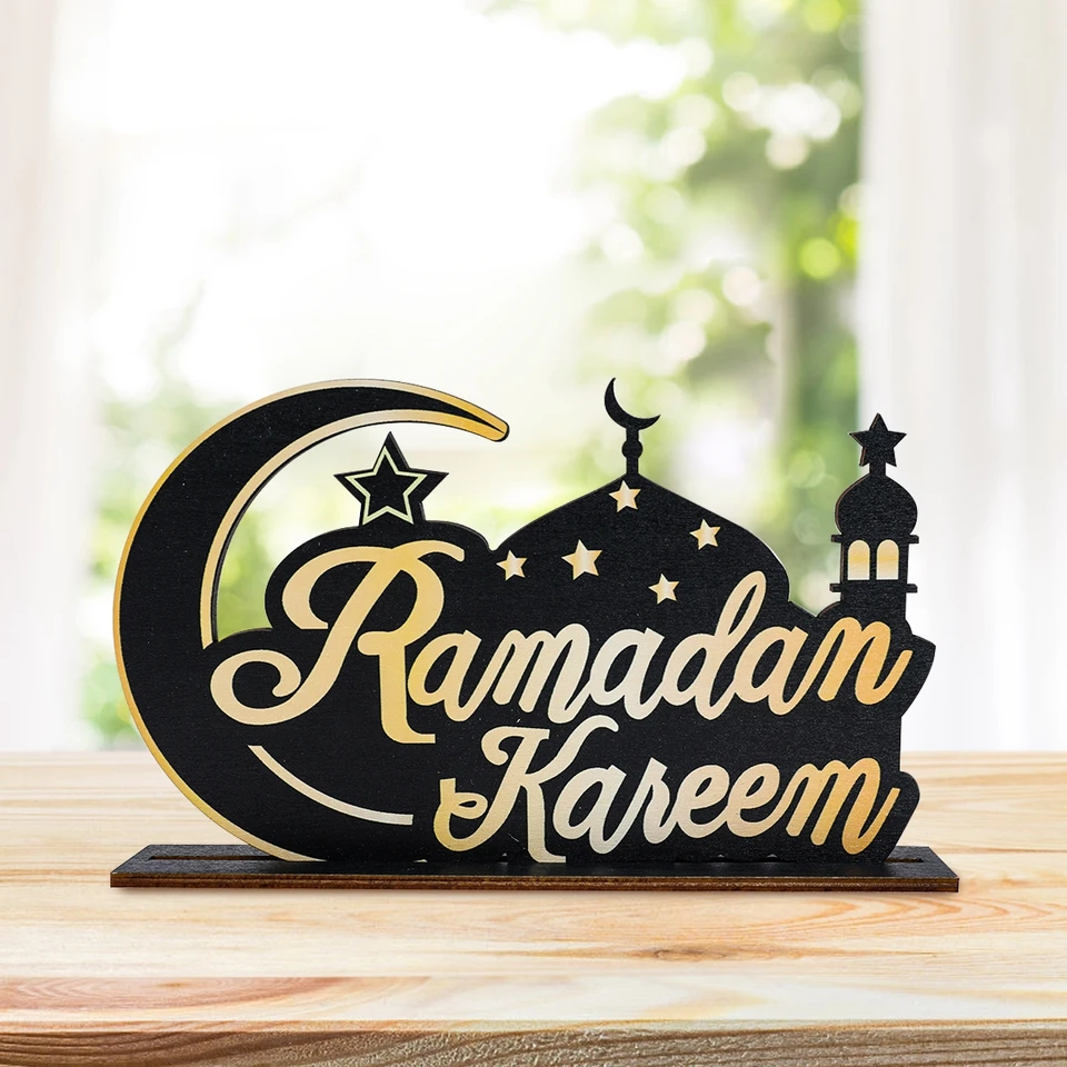 Famanu – Ramadan Tafelloper Eid - Camino De Mesa Dorado Zwart En Goud Tafeldecoratie Eid Mubarak Islamitische Feestversiering