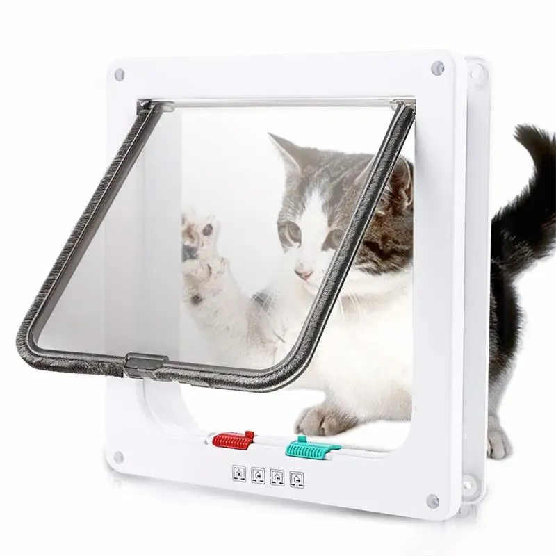 Door Security Lock Flap Dog Cats Kitten ABS Plastic Small Pet Gate Door Kit Cat Dogs Flap Doors pet door plastic pet door pet gate