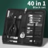 9Piece Full Function (Black) Manicure Set, Stainless SteelNail Clippers ，Toenail Clippers Kitr Personal Care Tools with Leather 6
