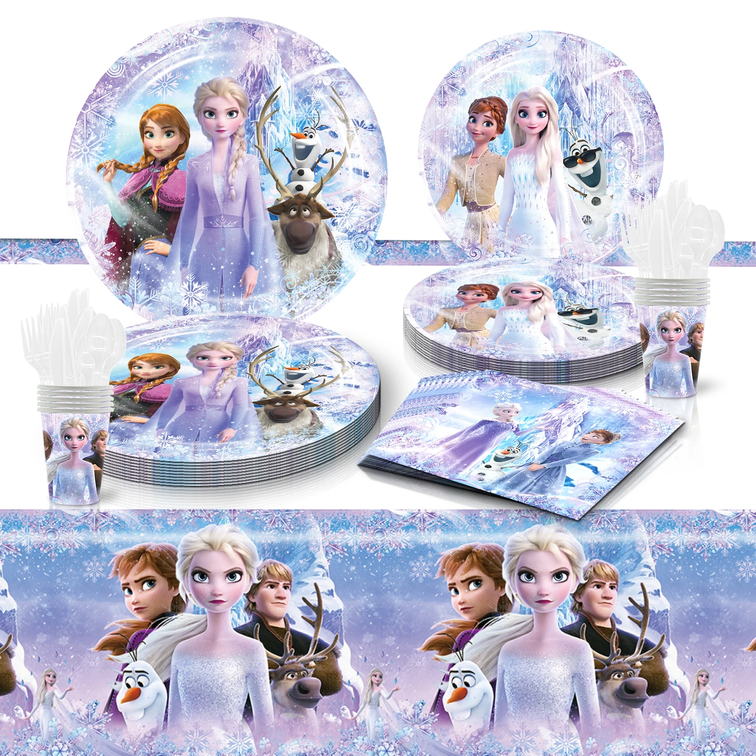 DisneyFrozen2ElsaSnowPrincessThemePartyPaperPlatesCupsBanner