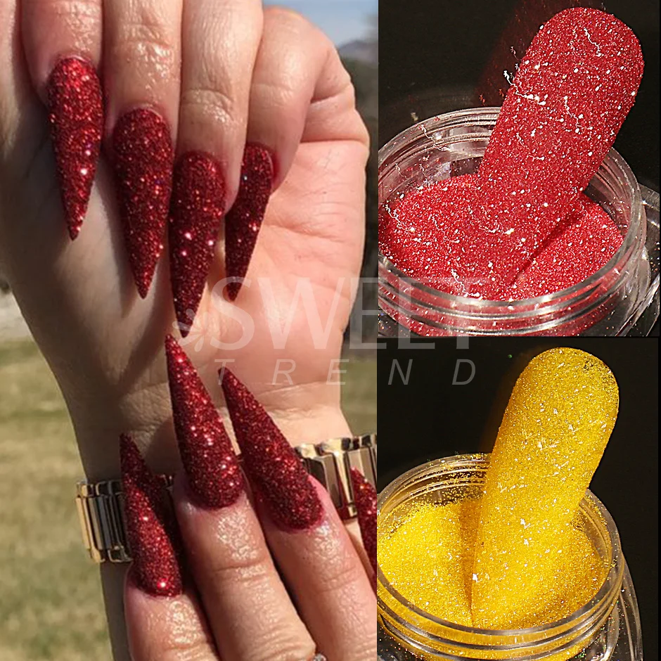 Nail Powder Shiny Reflective Glitter Flash Silver Diamond Crystal Rhinestone Sequins Dip Chrome Dust Nail Art Accessories