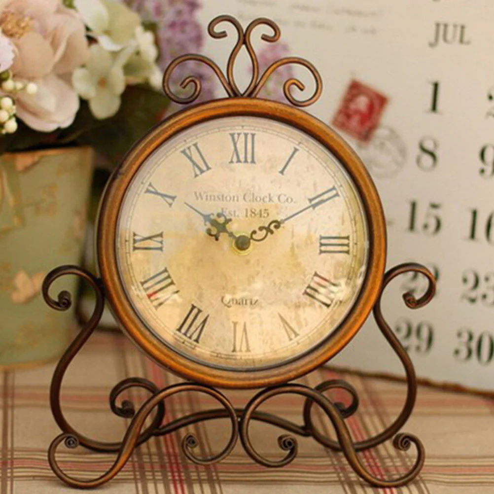 

Vintage Style Clock Adornment Classical Desktop Mute Clock Ornament No