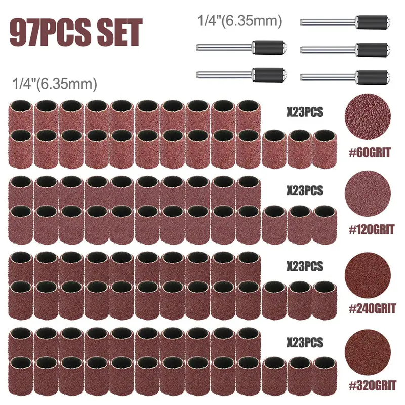 CMCP Sanding Drum Set Grit #80 #100 #120 Dremel With Sanding Mandrels Sanding Bands For Dremel Rotary Tools Abrasive Tools - Image 24