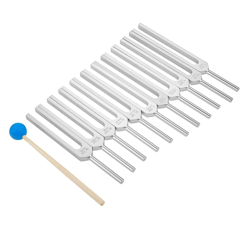 ABST Tuning Fork Set, 11 Tuning Forks For Healing, Sound Therapy, With Silicone Hammer Cleaning Cloth And Bag