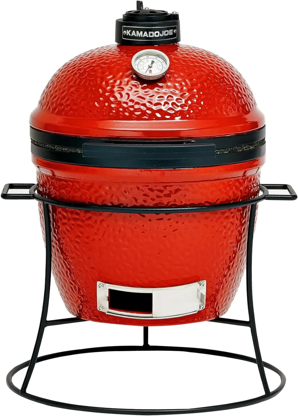 

Portable 13.5 Inch Portable Charcoal Grill with Cast Iron Cart and Heat Deflectors, Blaze Red Outdoor Cooking