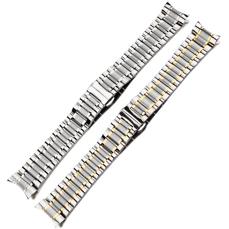 Elegant Curved End Stainless Steel Watchband - Versatile Strap