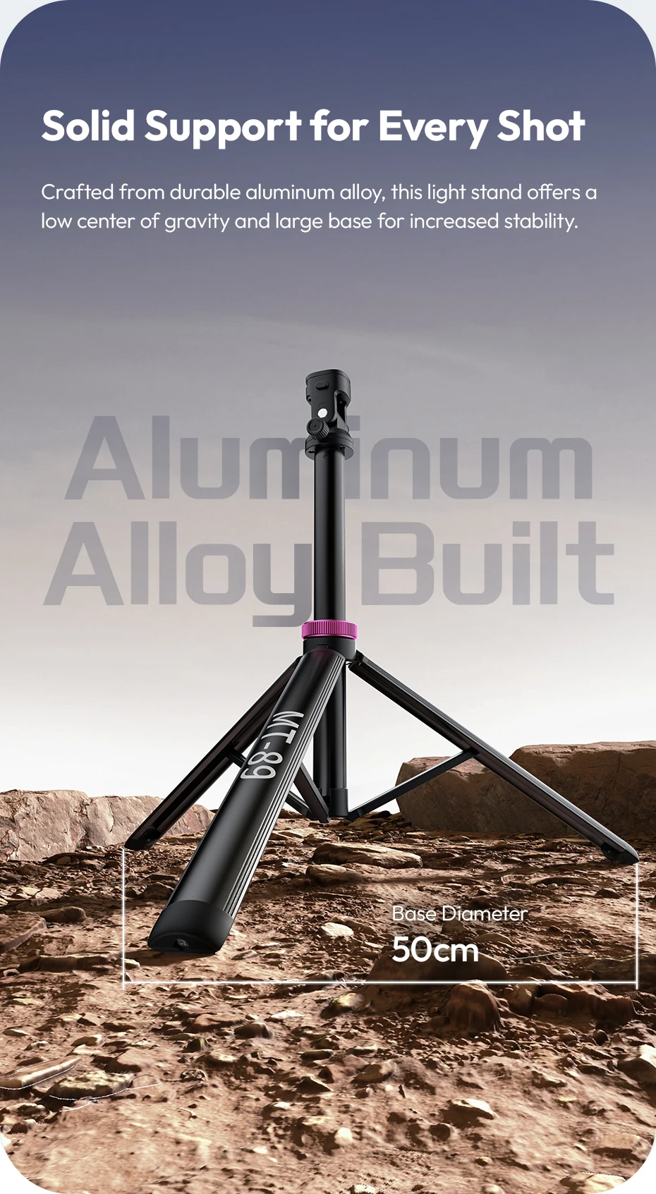 Quick-Release Light Stand Ground Tripod Stand for with Cold Shoe Mount Max Load