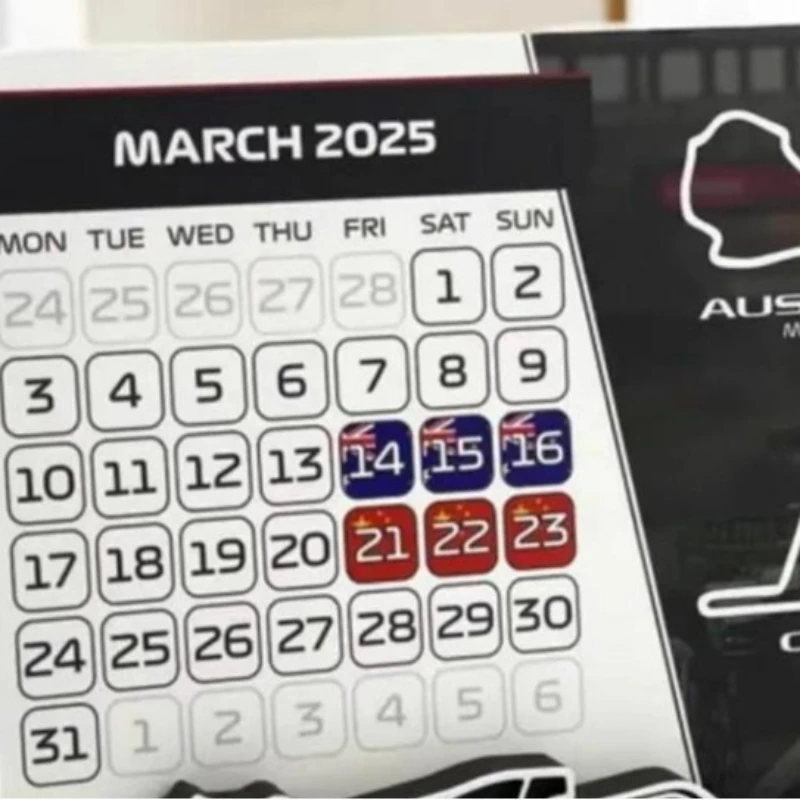 Desktop Calendar with Car Stand Racing Schedule Calendar for F1 Fans desk calendar