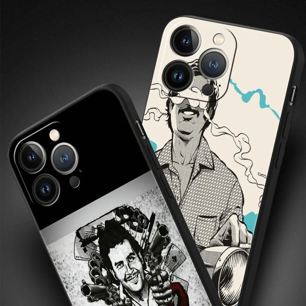 Luxurious Black Silicone Phone Case Inspired by Narcos TV Series Featuring Pablo Escobar Design