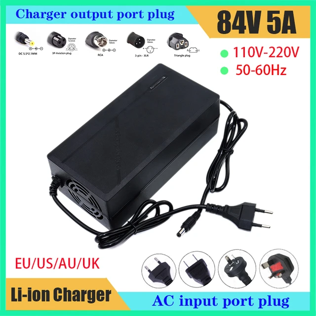 84V 5A Lithium Battery Charger 20S 72V Li-ion Battery Pack Smart Protection  AC110W-220W 50/