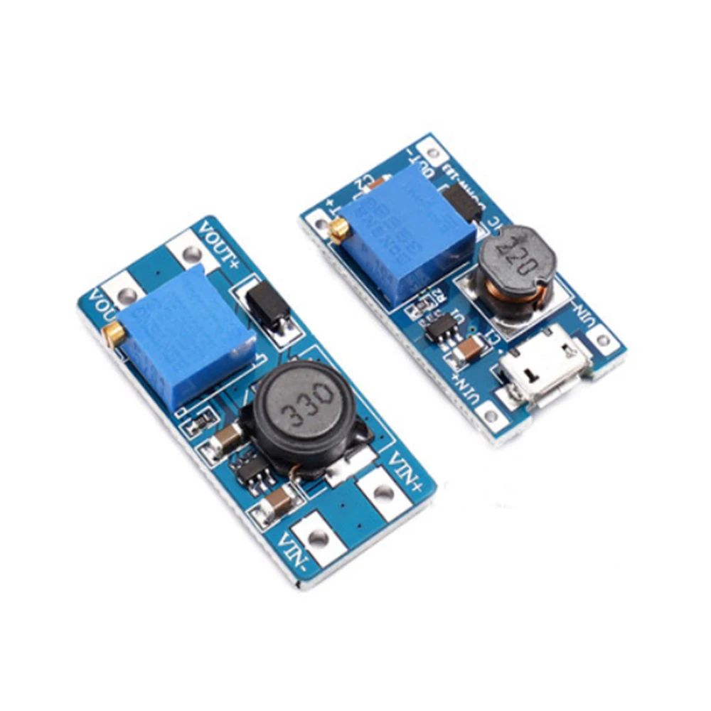 

MT3608 DC-DC Adjustable Boost Module 2A Boost Plate Step Up Module with MICRO USB 2V-24V to 5V 9V 12V 28V For Arduino