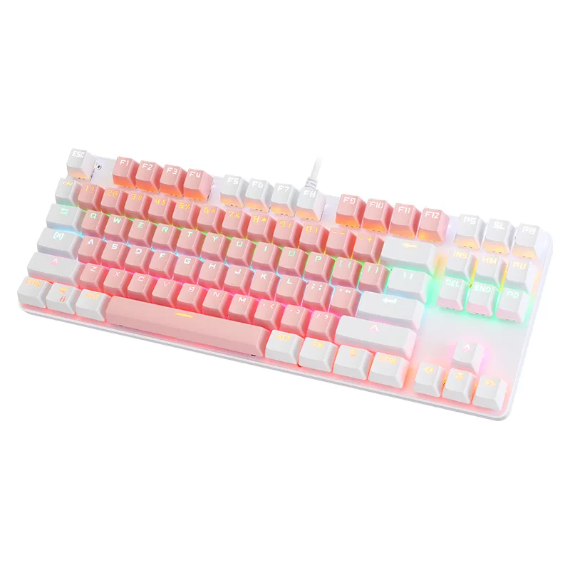 87 Key Gaming Mechanical Keyboard Doubleshot Keycaps Blue Axis Office Business Mechanical Keyboard for Notebook Tablet Computer white computer keyboard Keyboards