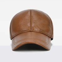 2025 Adjustable Men's Genuine Cowhide Leather Baseball Cap for Fall Winter Outdoor Sports Hat Men Real Cowhide Leather Caps 2