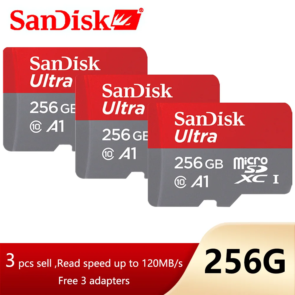 best memory card for mobile 3 pcs sell SanDisk Flash Card Micro SD A1 Ultra Memory Card SDXC UHS-I up to 120M/s  32GB 64GB 128G 400G 256GB 512G 1TB  TF Card sd card Memory Cards