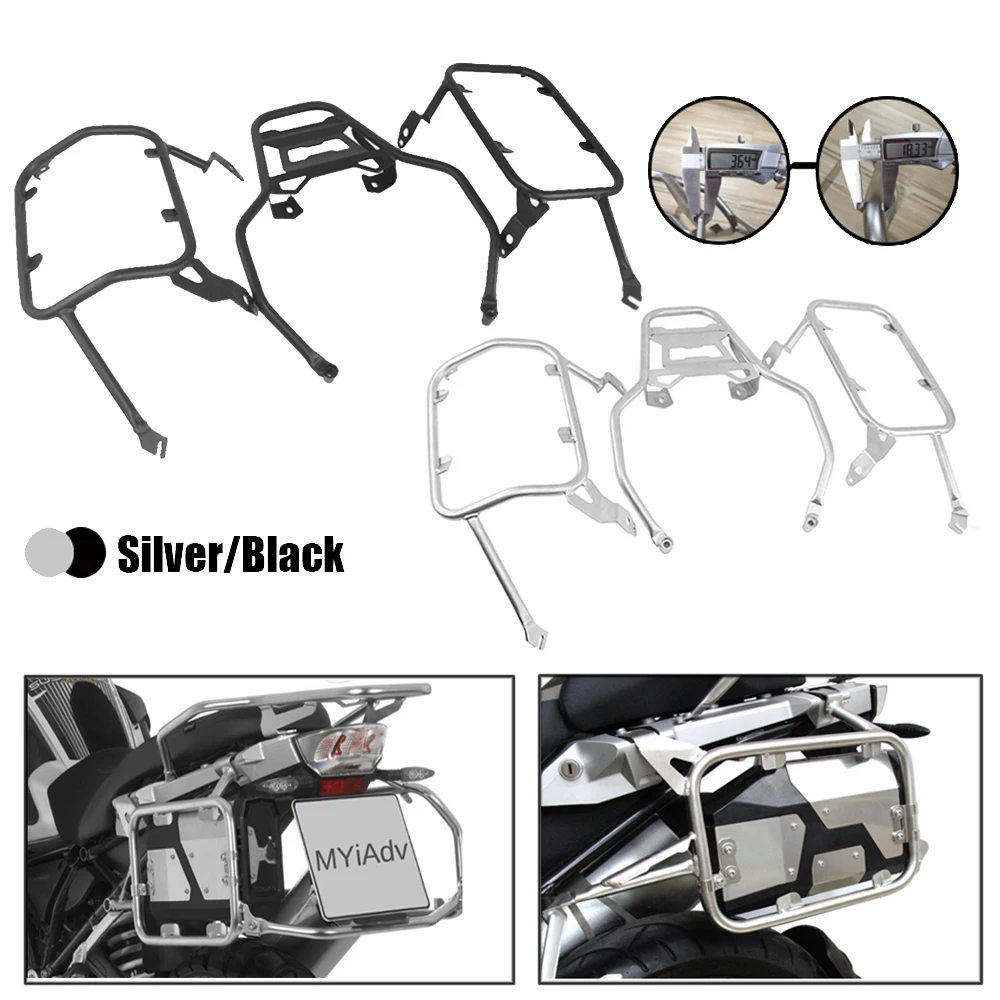 Motorcycle Panniers Rack Stainless Steel Saddlebag Bracket Top Case Box For BMW R1200GS HP ADV LC R1250GS Rally 2013 -