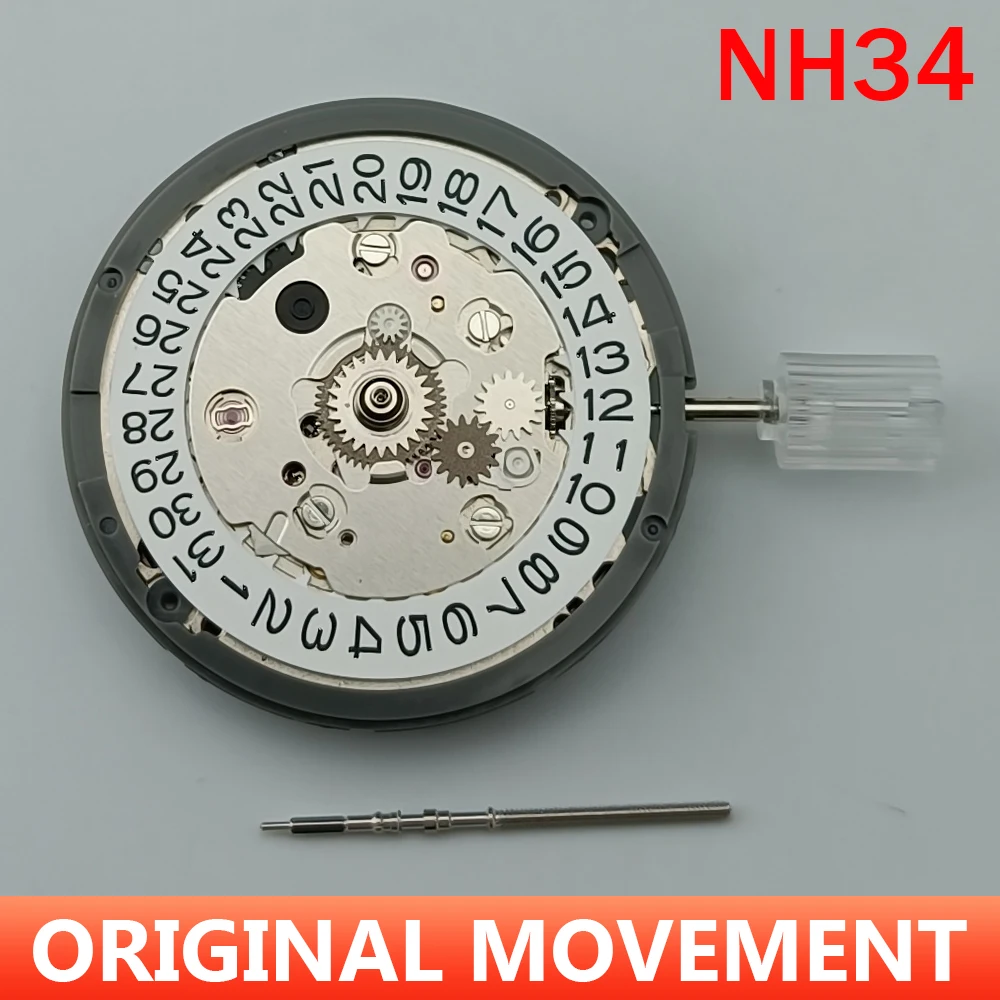 

New NH34 Automatic Mechanical Movement GMT 24 Hours Hands Japan Original Parts NH34A Date at 3.0 High Accuracy Mechanism MOD